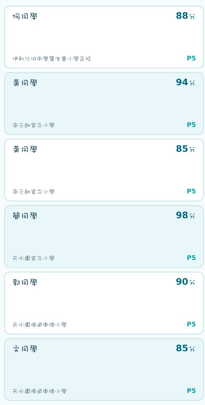 文惠研習中心25-26學年學生數學佳績第2頁,左欄